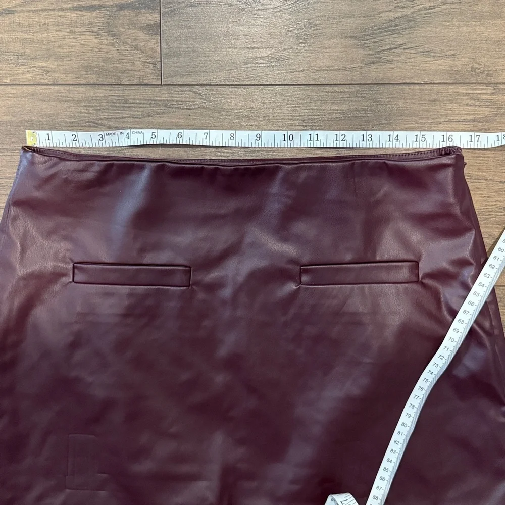 A new day Faux Leather Burgundy Mini Skirt size 12 New